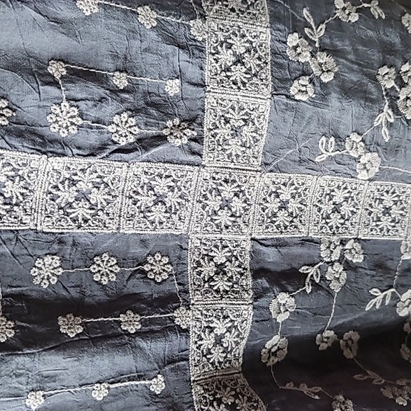 Johnny Was Plaid Ruffle Blouse in Graphite - Picture 4 of 8